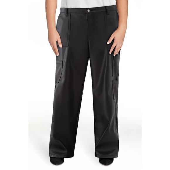 No Boundaries Womens Wide Leg Cargo Pants Black Mid Rise 31” Inseam Size XL - Picture 1 of 8